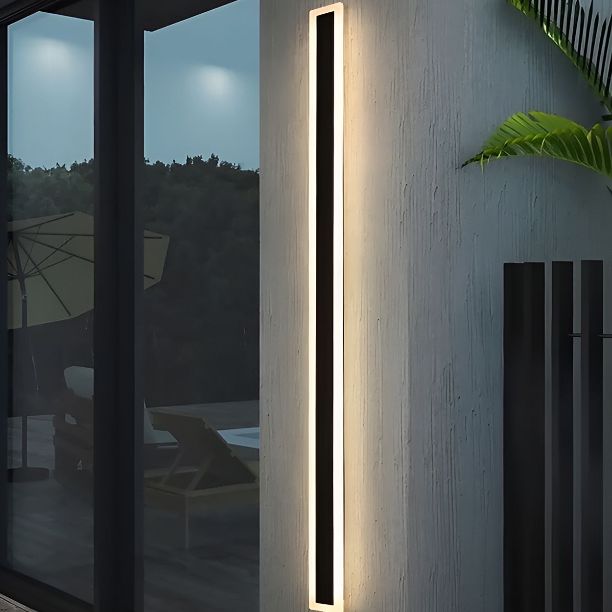 Outdoor Acrylic Black Wall Lights, 28W Waterproof IP65 CCT & Dimmable via Remote, 120 x 8 cm