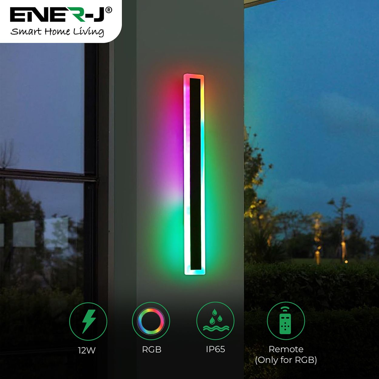 Outdoor Acrylic Black Wall Lights, 12W Waterproof IP65 RGB, 60 x 8 cm