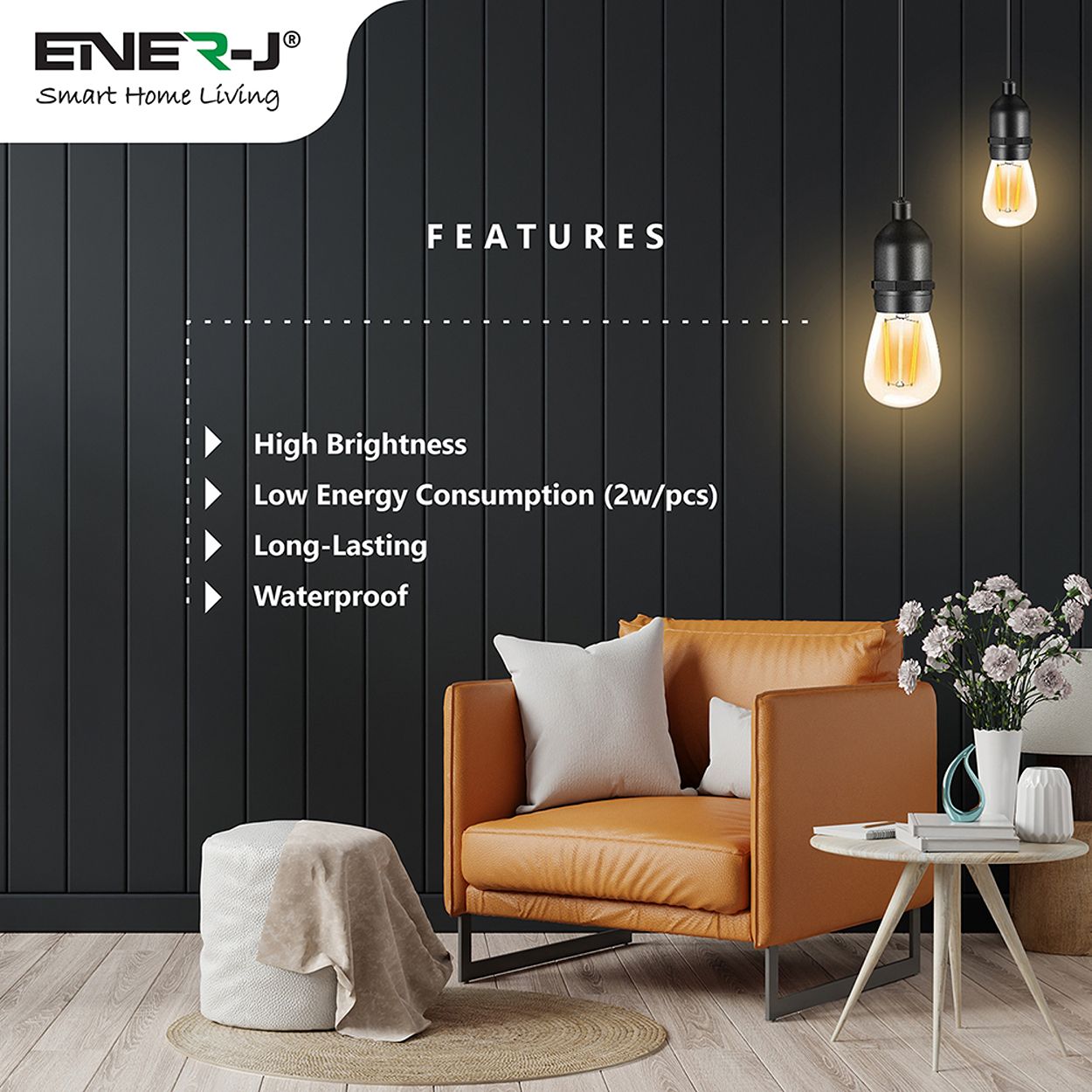 LED Filament Bulb String Light Kit (inc 15x2W Filament LED Lamps)