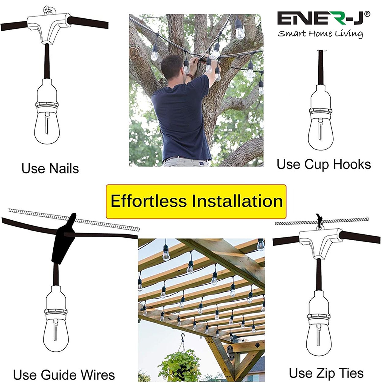 LED Filament Bulb String Light Kit (inc 15x2W Filament LED Lamps)