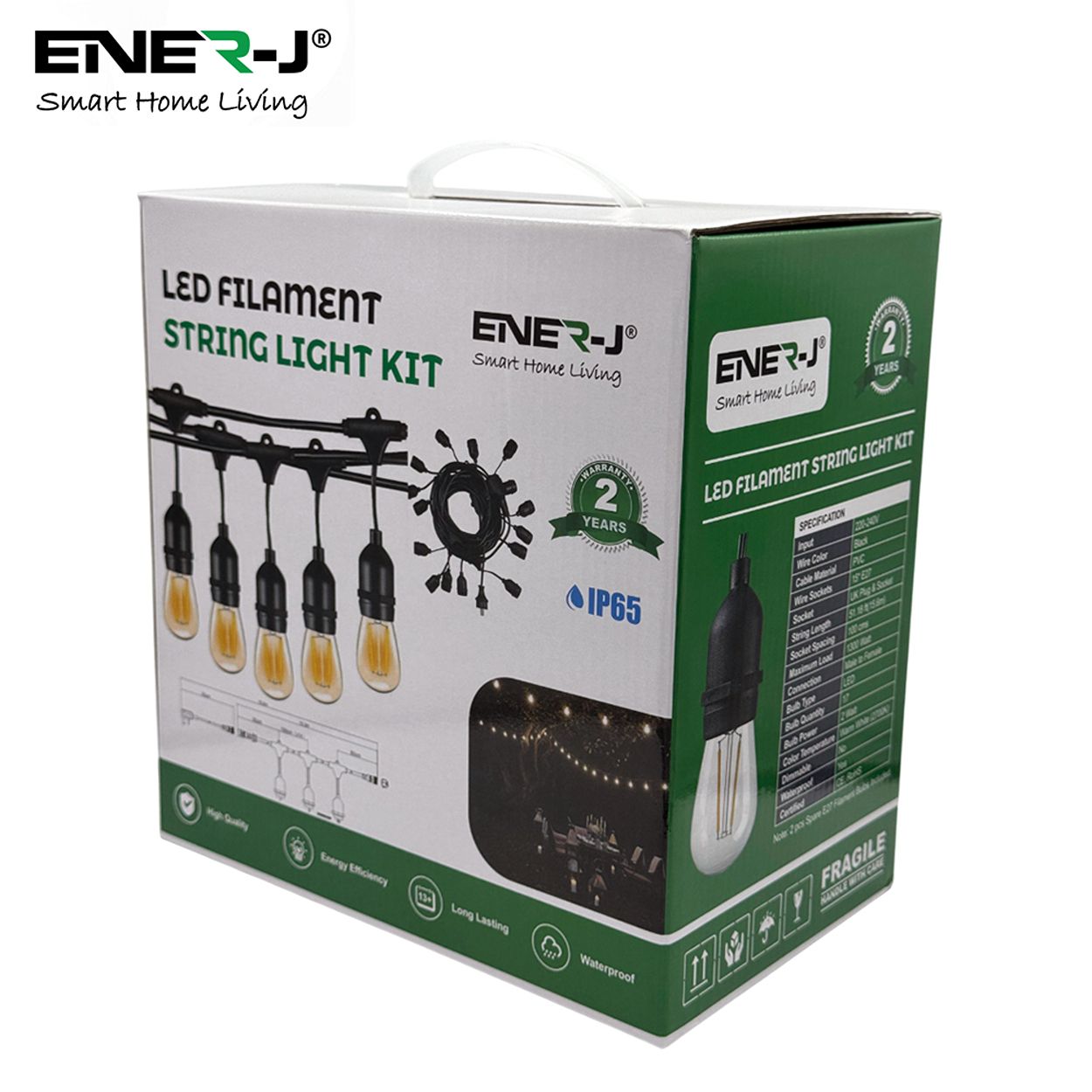 LED Filament Bulb String Light Kit (inc 15x2W Filament LED Lamps)