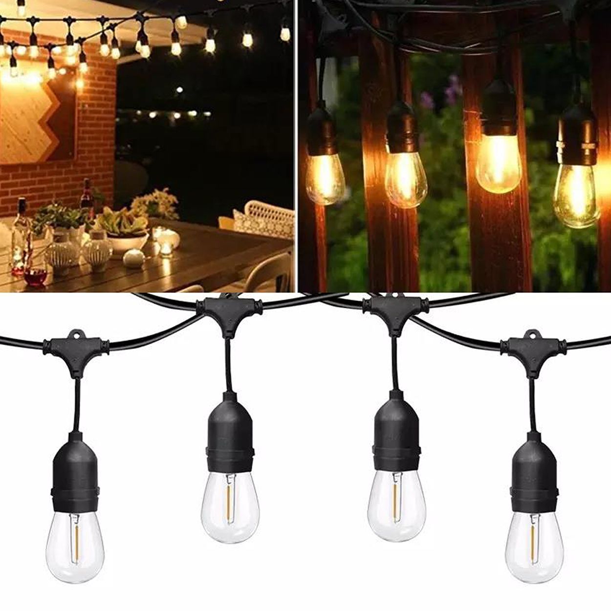 100 Feet LED Filament Bulb String Light Kit (inc 30x1W Filament LED Lamps)
