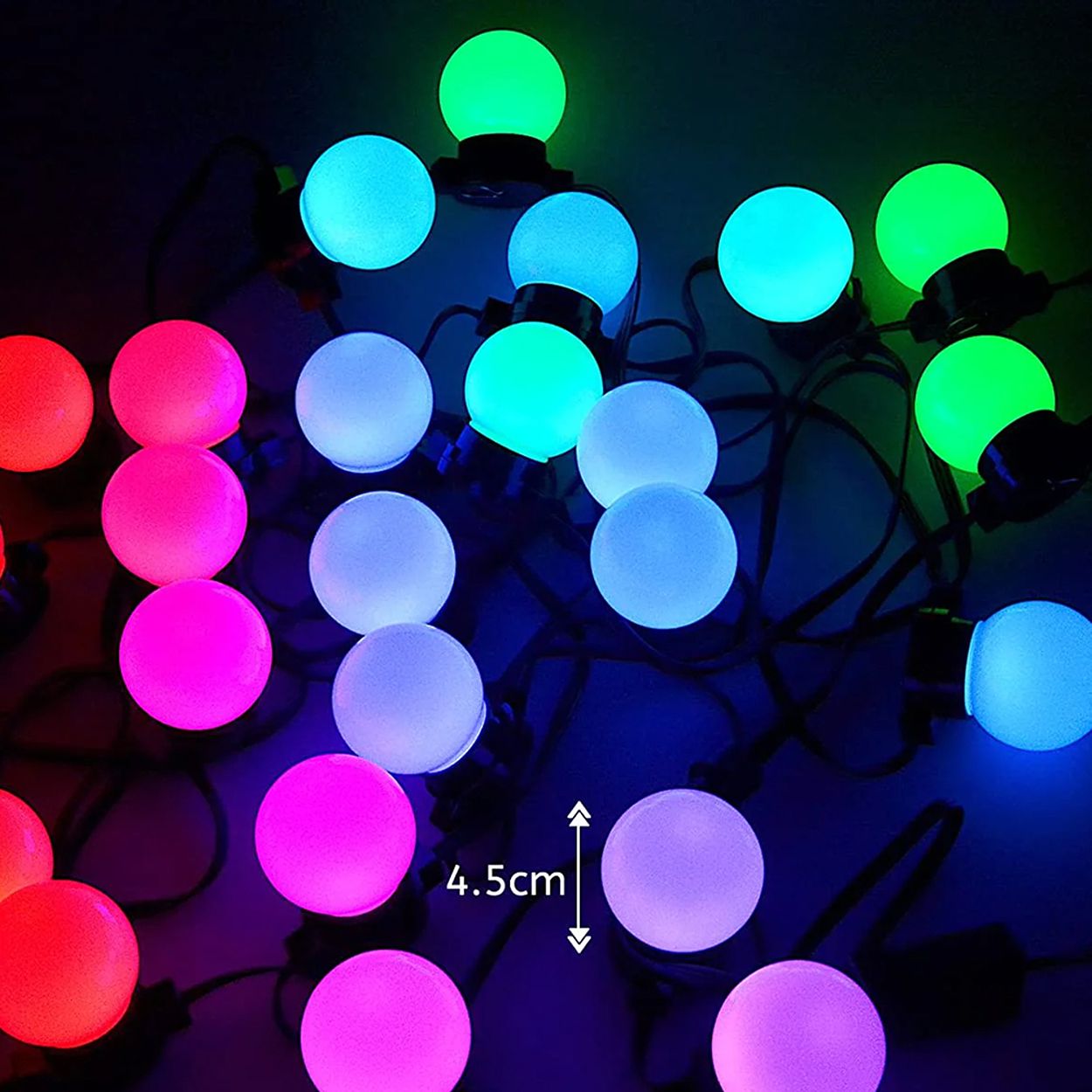 13 Meters RGB String Light Kit, 5V 5W (20 RGB Bulbs + IR Remote + UK Adapter)