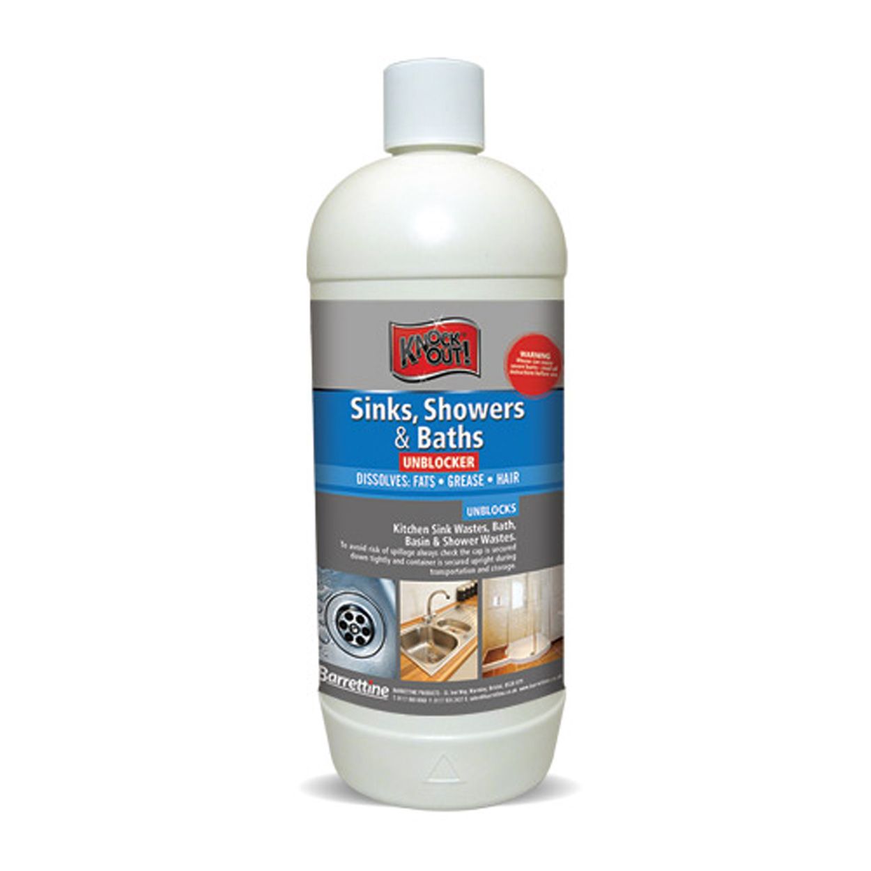 Barrettine Knock Out Sinks Showers & Baths Unblocker 1L