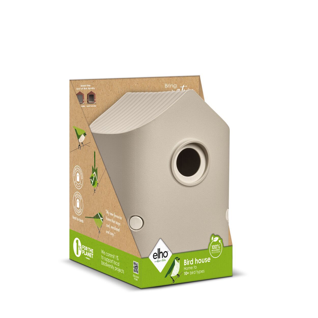 Cosy Bird House 18cm Beige White