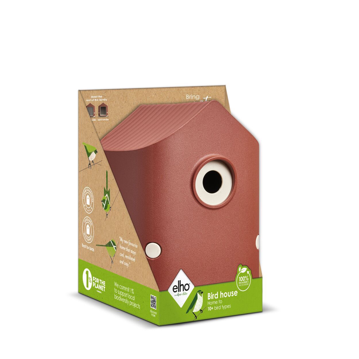 Cosy Bird House 18cm Red White