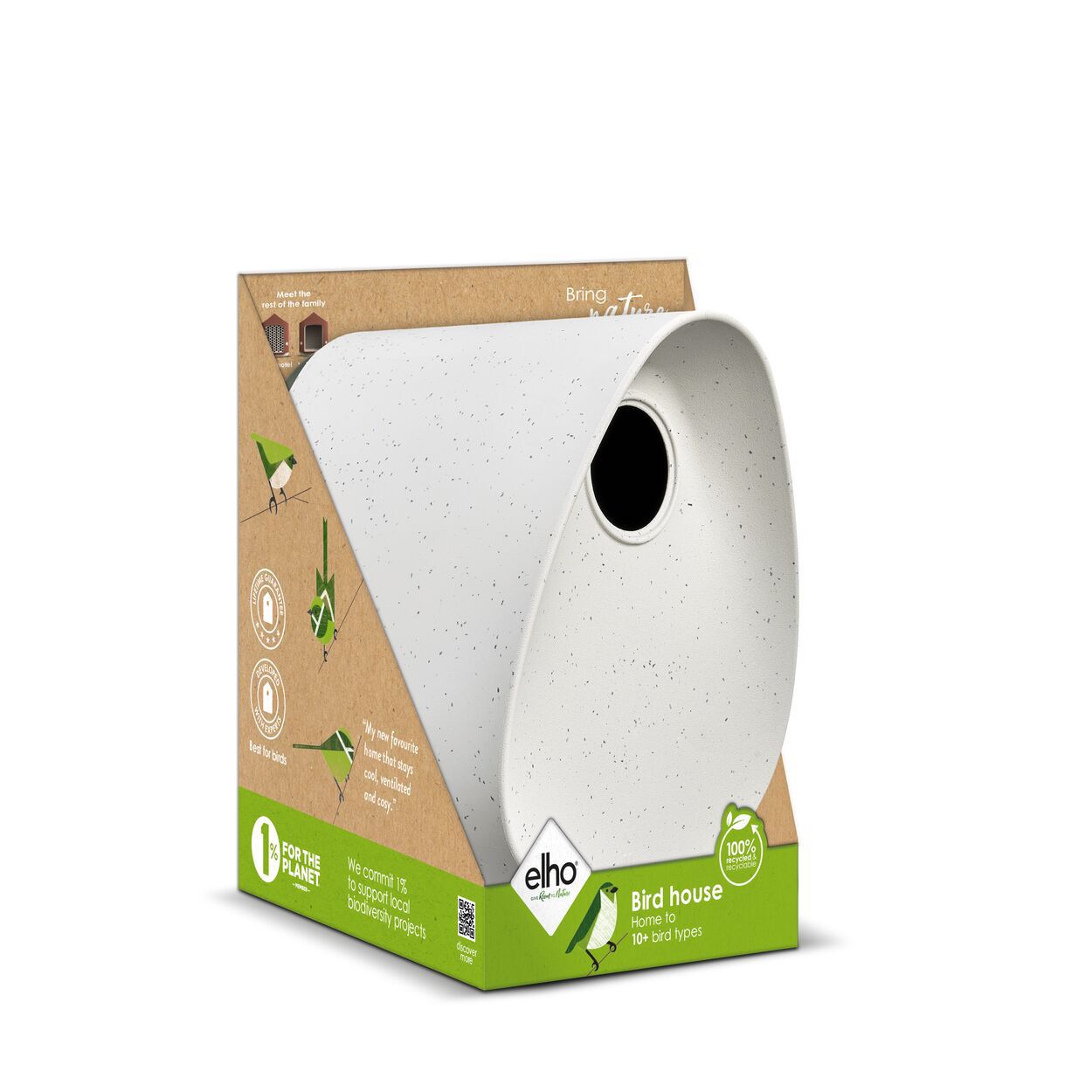 Essential Bird House 18cm Grey