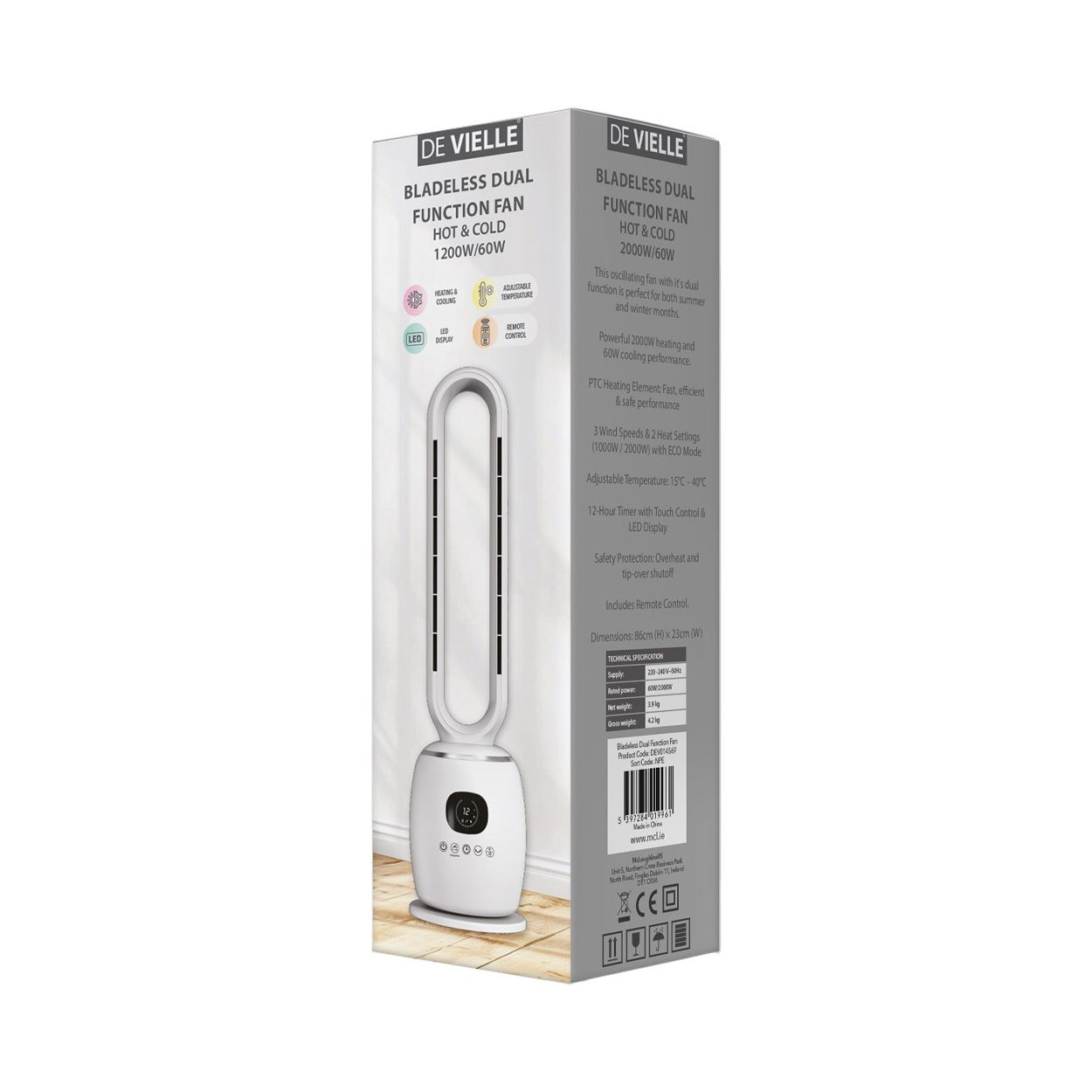 De Vielle Bladeless 2 in 1 Fan