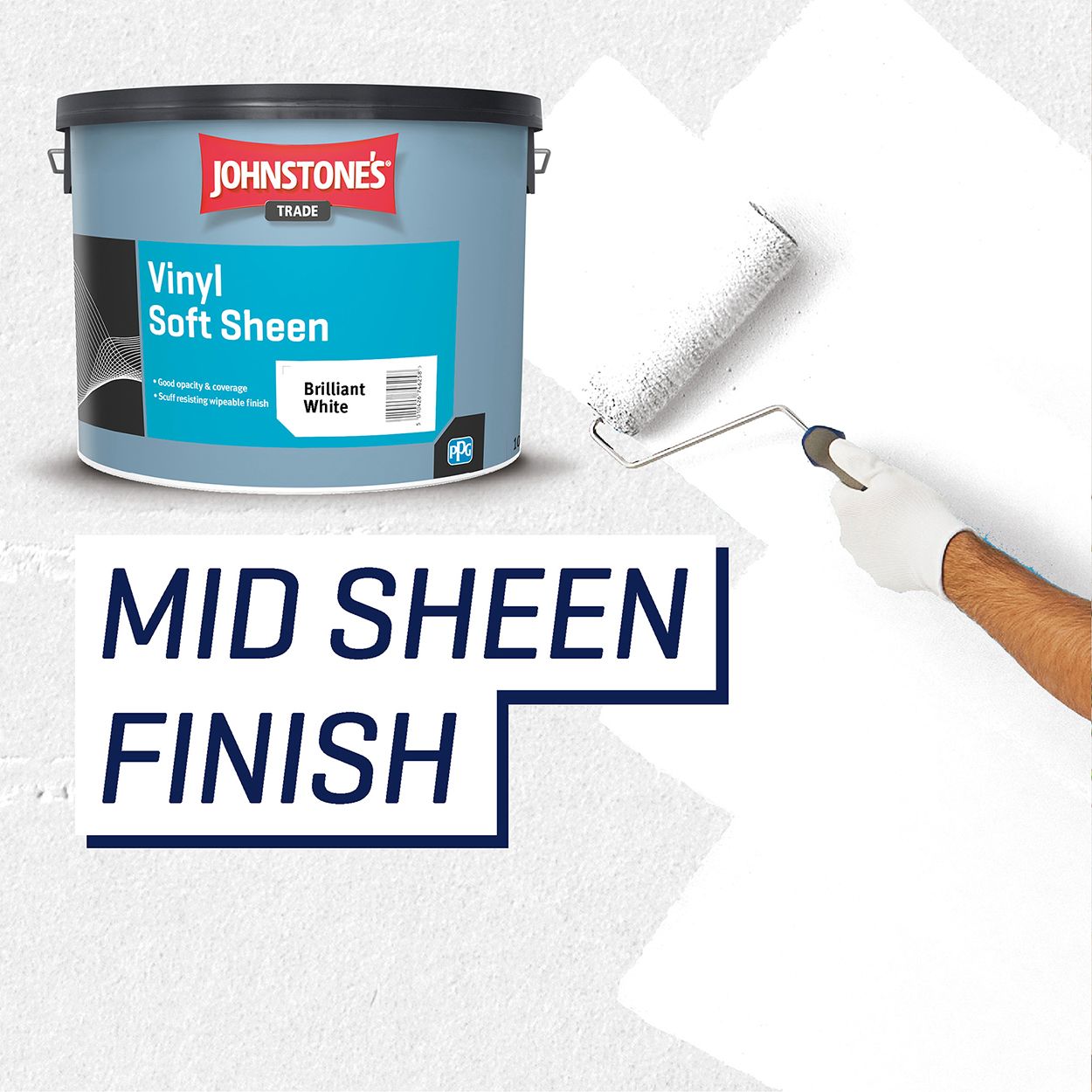 Johnstone's Trade - Vinyl Soft Sheen Paint - Brilliant White - 10L