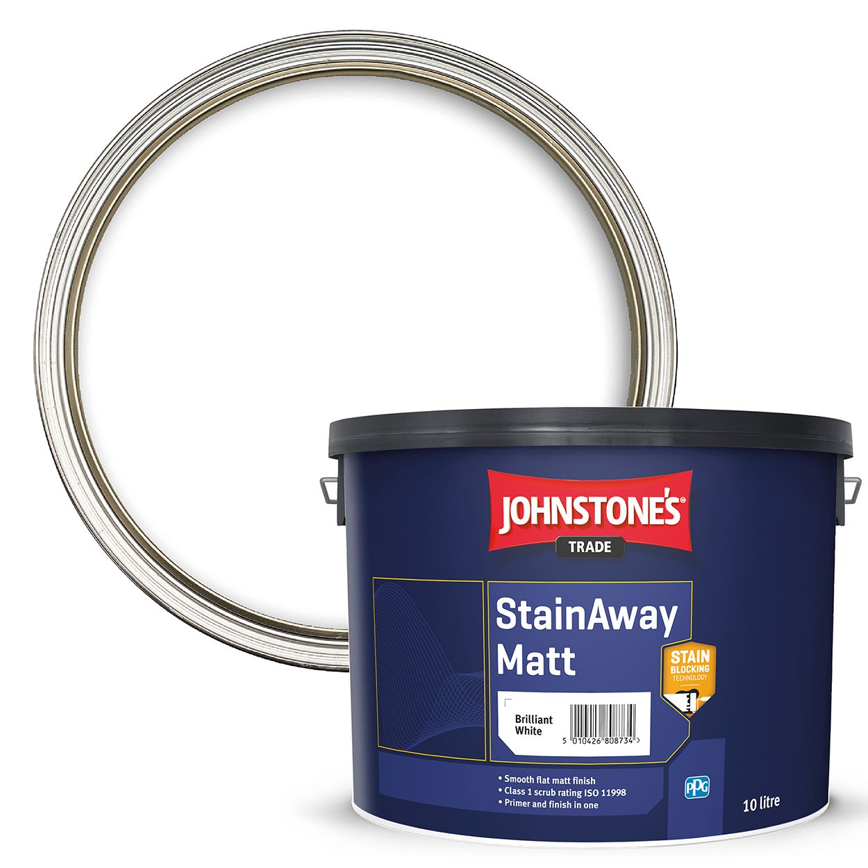 Johnstone's Trade - Stainaway Matt Paint - Brilliant White - 10L