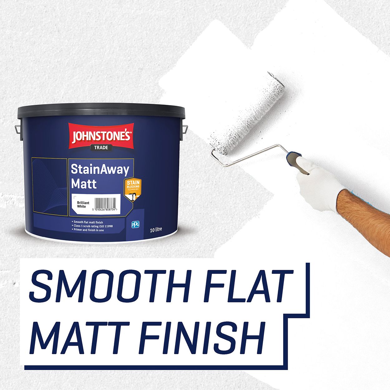 Johnstone's Trade - Stainaway Matt Paint - Brilliant White - 10L