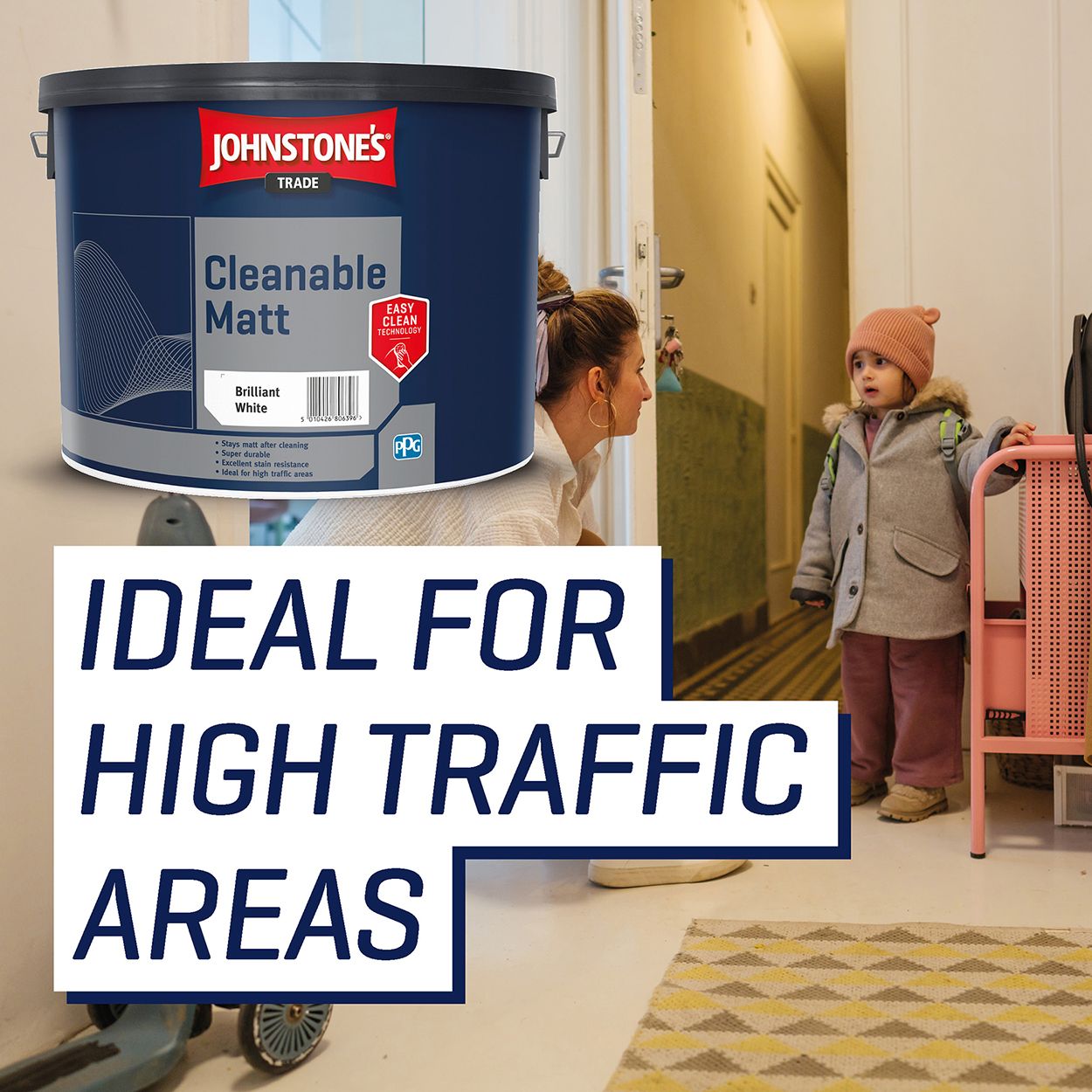 Johnstone's Trade - Cleanable Matt Paint - Brilliant White - 10L