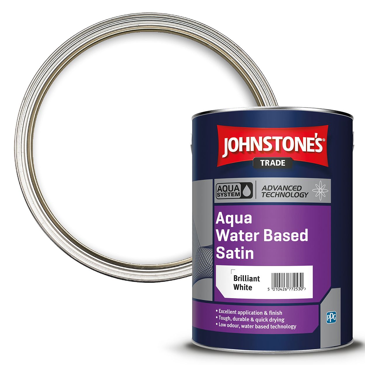 Johnstone's Trade - Wood & Metal Paint - Water Based Satin - Brilliant White - 5L