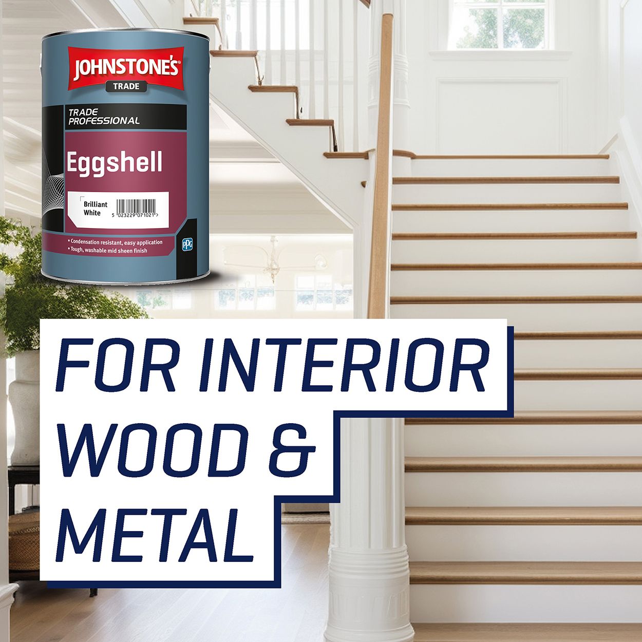 Johnstone's Trade - Wood & Metal Paint - Eggshell - Brilliant White - 5L