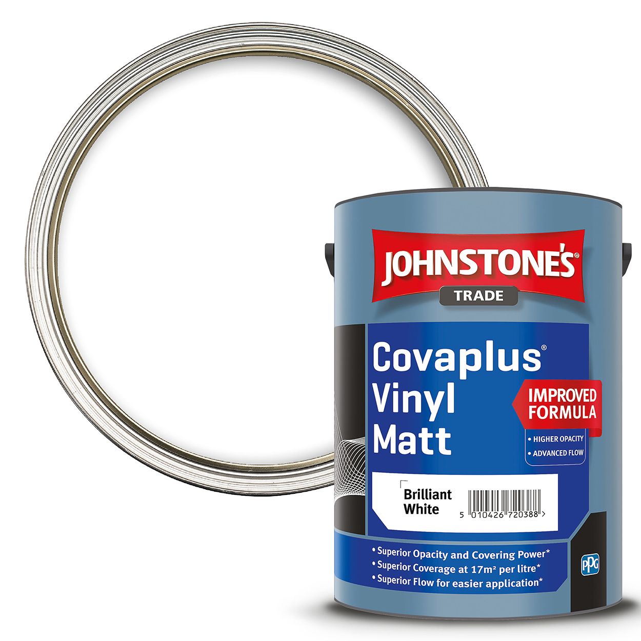 Johnstone's Trade - Covaplus Vinyl Matt Paint - Brilliant White - 5L