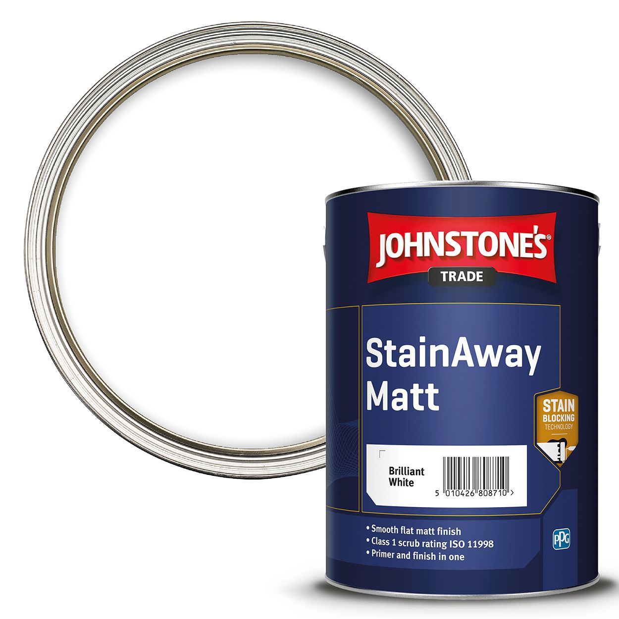 Johnstone's Trade - Stainaway Matt Paint - Brilliant White - 5L
