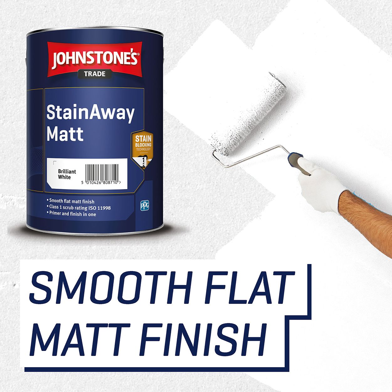 Johnstone's Trade - Stainaway Matt Paint - Brilliant White - 5L