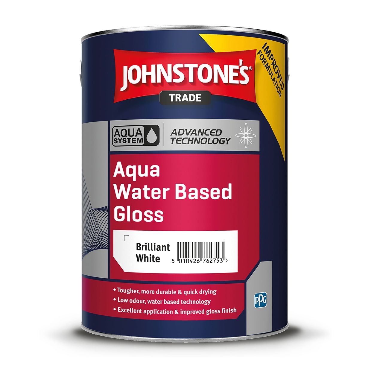 Johnstone's Trade - Wood & Metal Paint - Water Based Gloss - Brilliant White - 5L