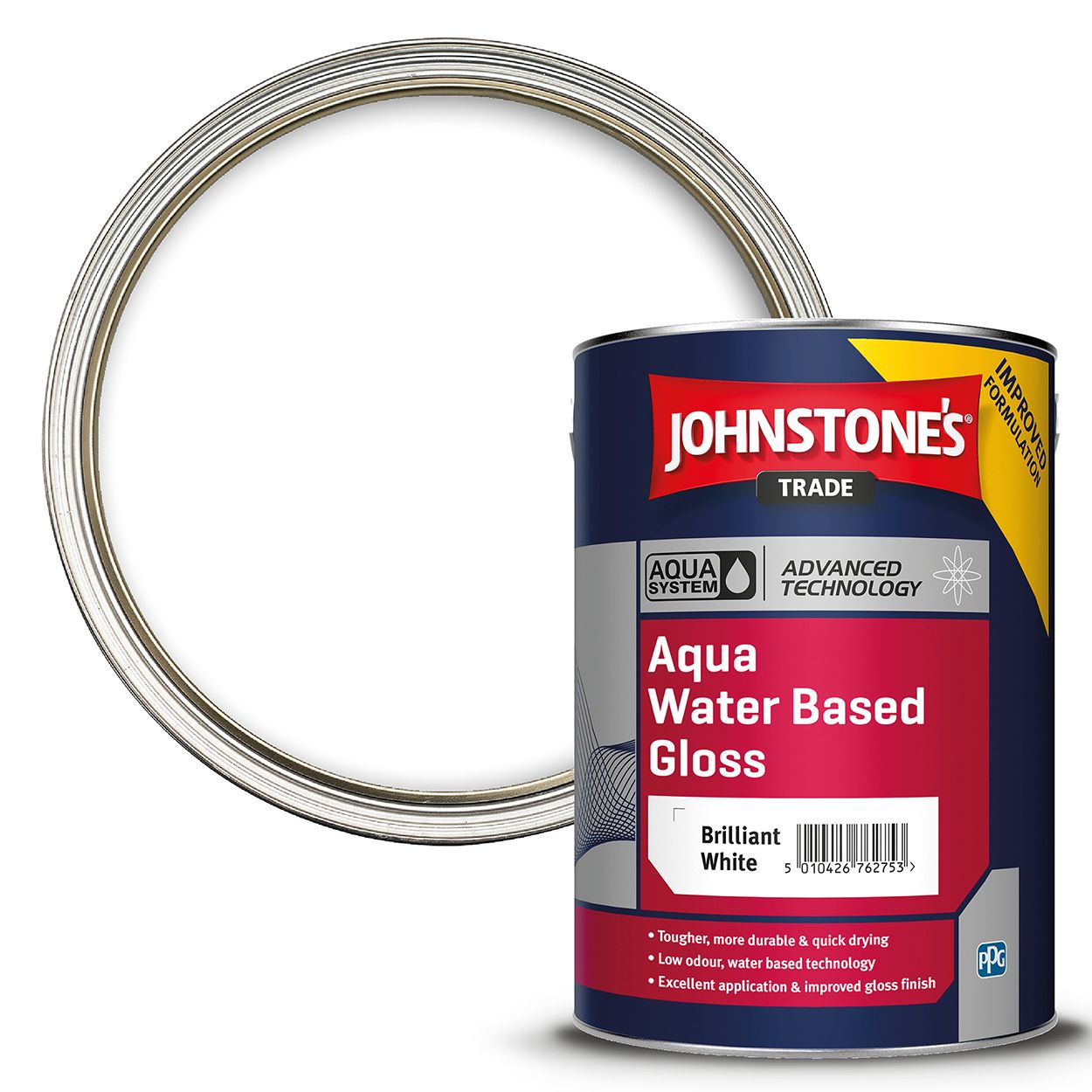 Johnstone's Trade - Wood & Metal Paint - Water Based Gloss - Brilliant White - 5L
