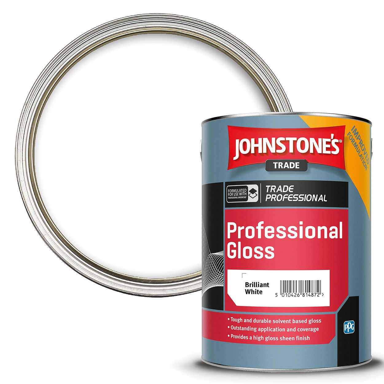 Johnstone's Trade - Wood & Metal Paint - Professional Gloss - Brilliant White - 5L
