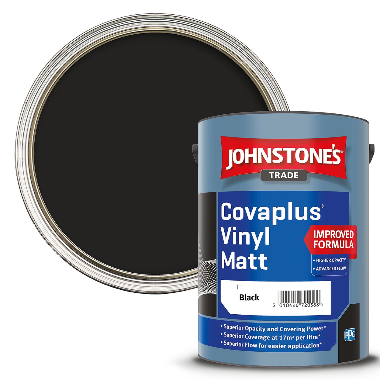 Johnstone's Trade - Covaplus Vinyl Matt Paint - Black - 5L