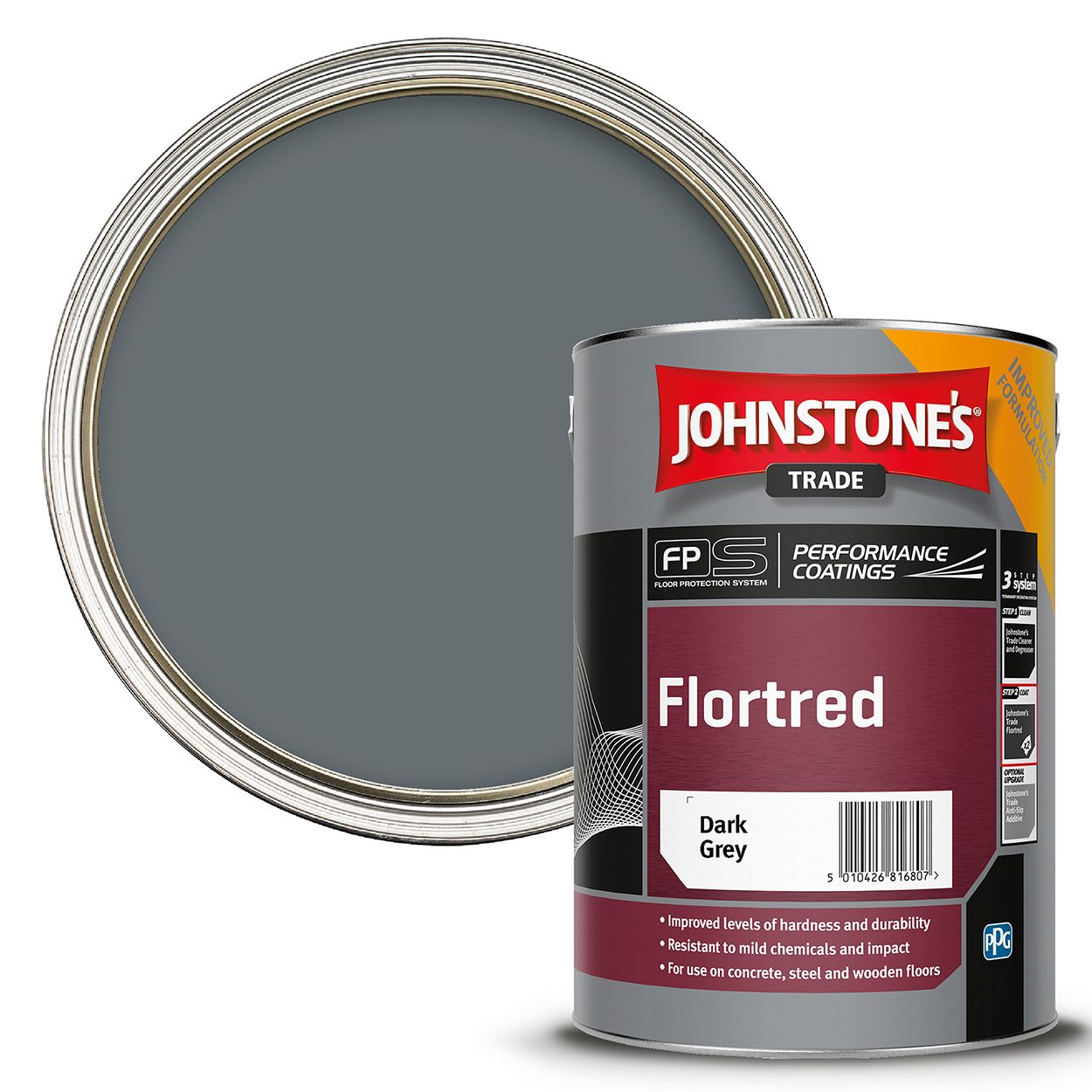 Johnstone's Trade - Flortred Floor Paint - Dark Grey - 5L