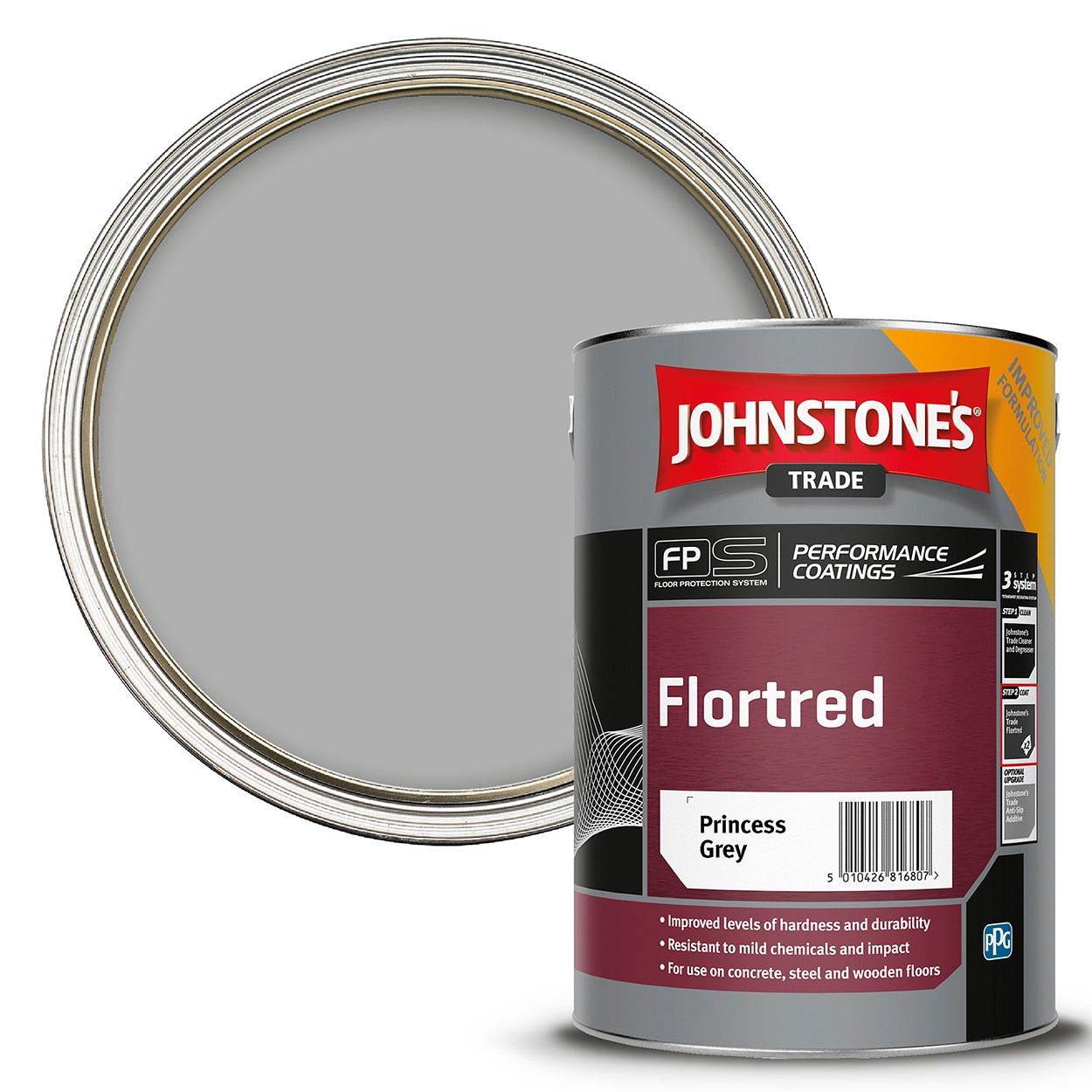 Johnstone's Trade - Flortred Floor Paint - Princess Grey - 5L