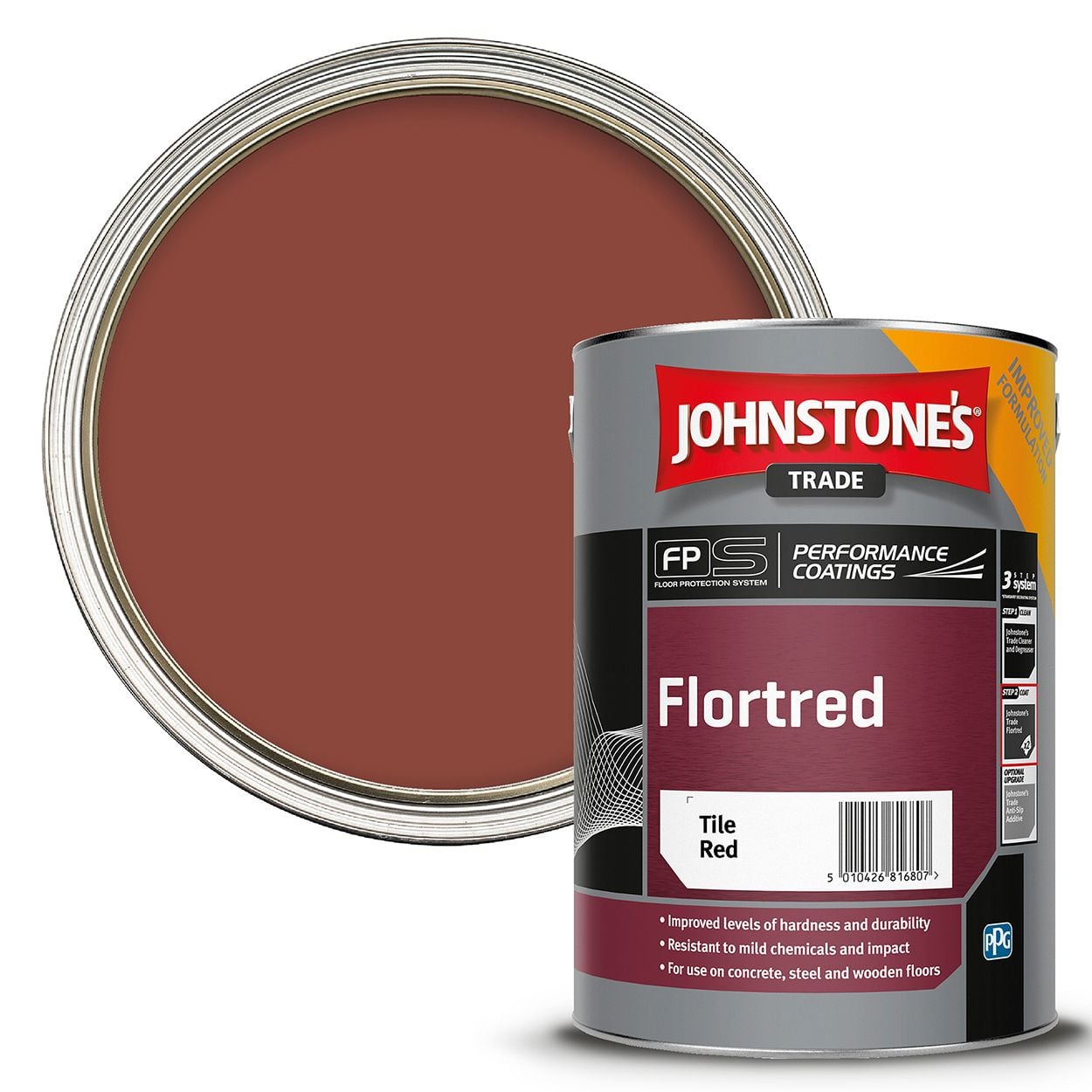 Johnstone's Trade - Flortred Floor Paint - Tile Red - 5L