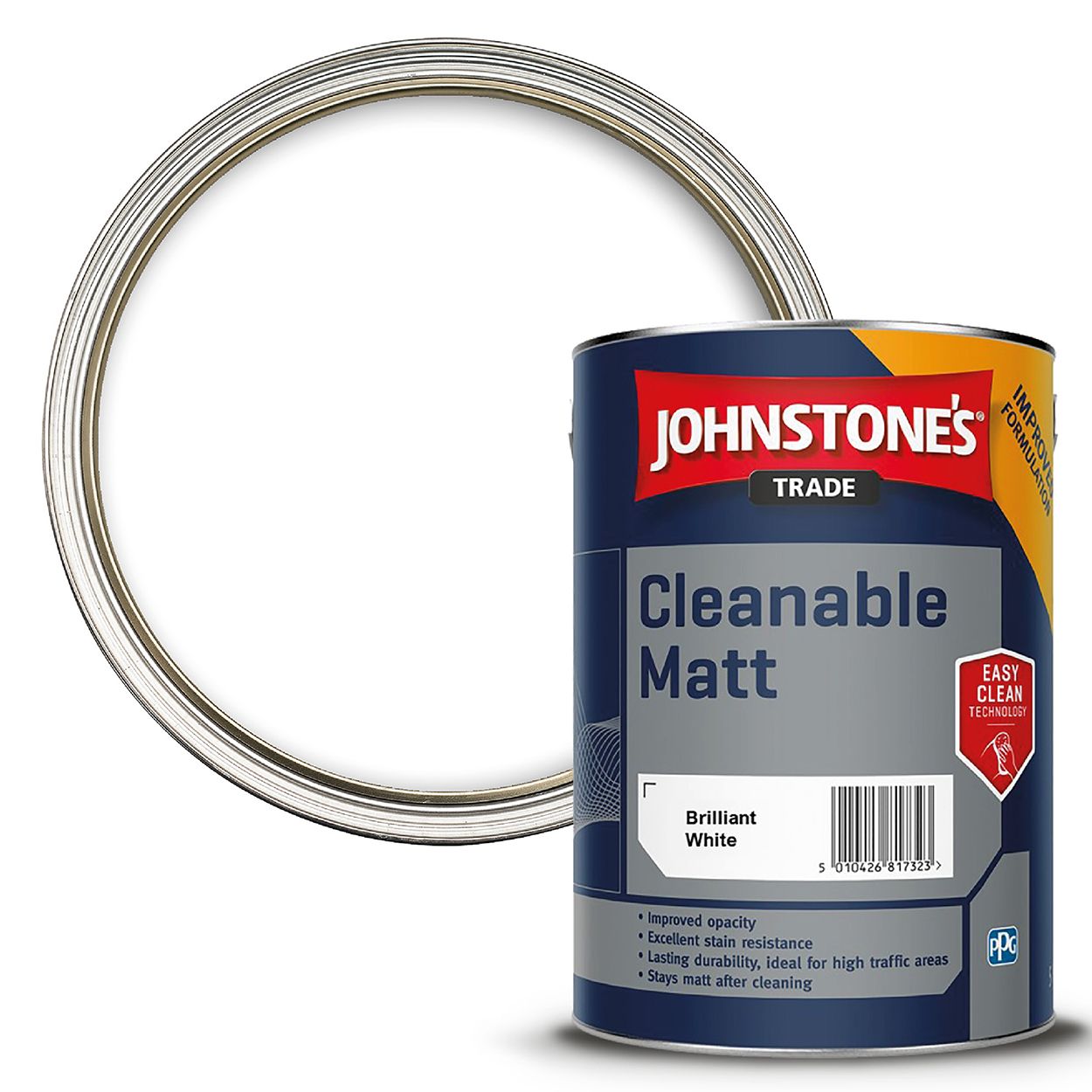 Johnstone's Trade - Cleanable Matt Paint - Brilliant White - 5L