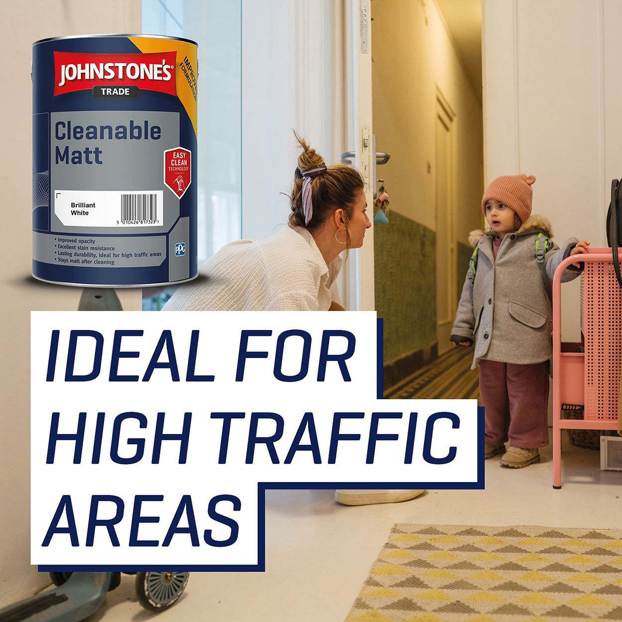 Johnstone's Trade - Cleanable Matt Paint - Brilliant White - 5L