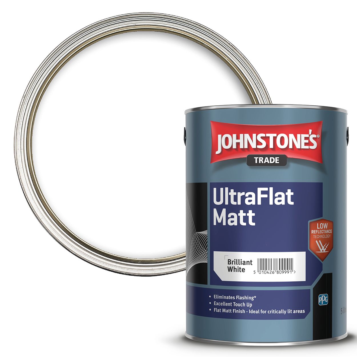 Johnstone's Trade - UltraFlat Matt Paint - Brilliant White - 5L