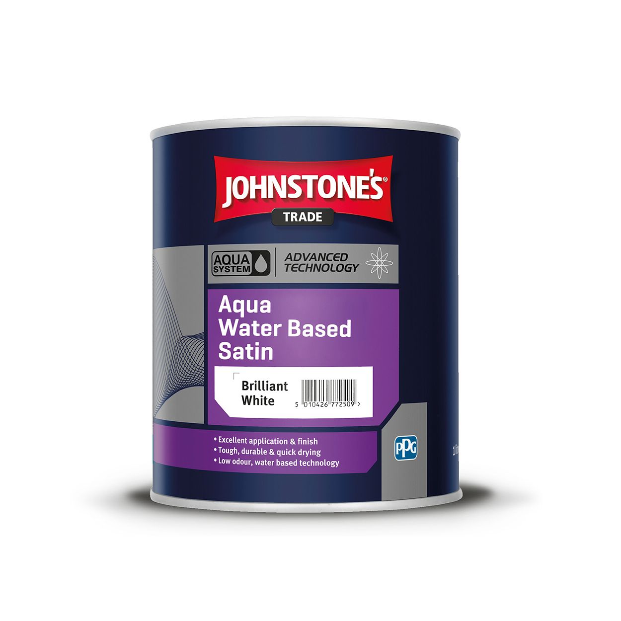 Johnstone's Trade - Wood & Metal Paint - Water Based Satin - Brilliant White - 1L