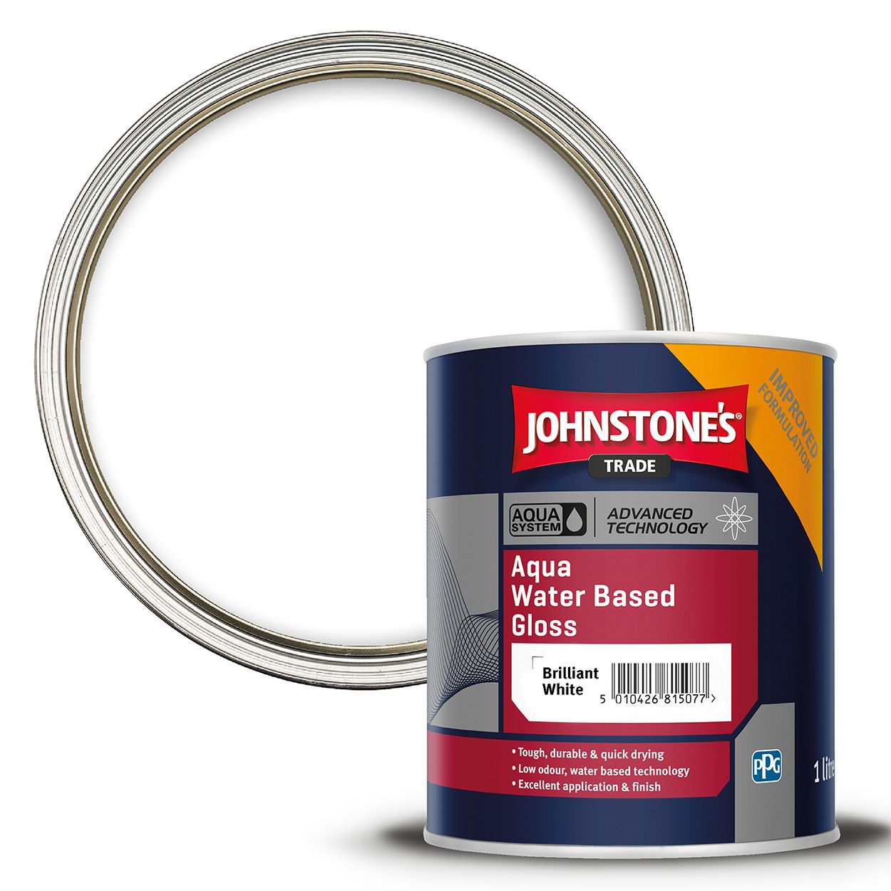 Johnstone's Trade - Wood & Metal Paint - Water Based Gloss - Brilliant White - 1L