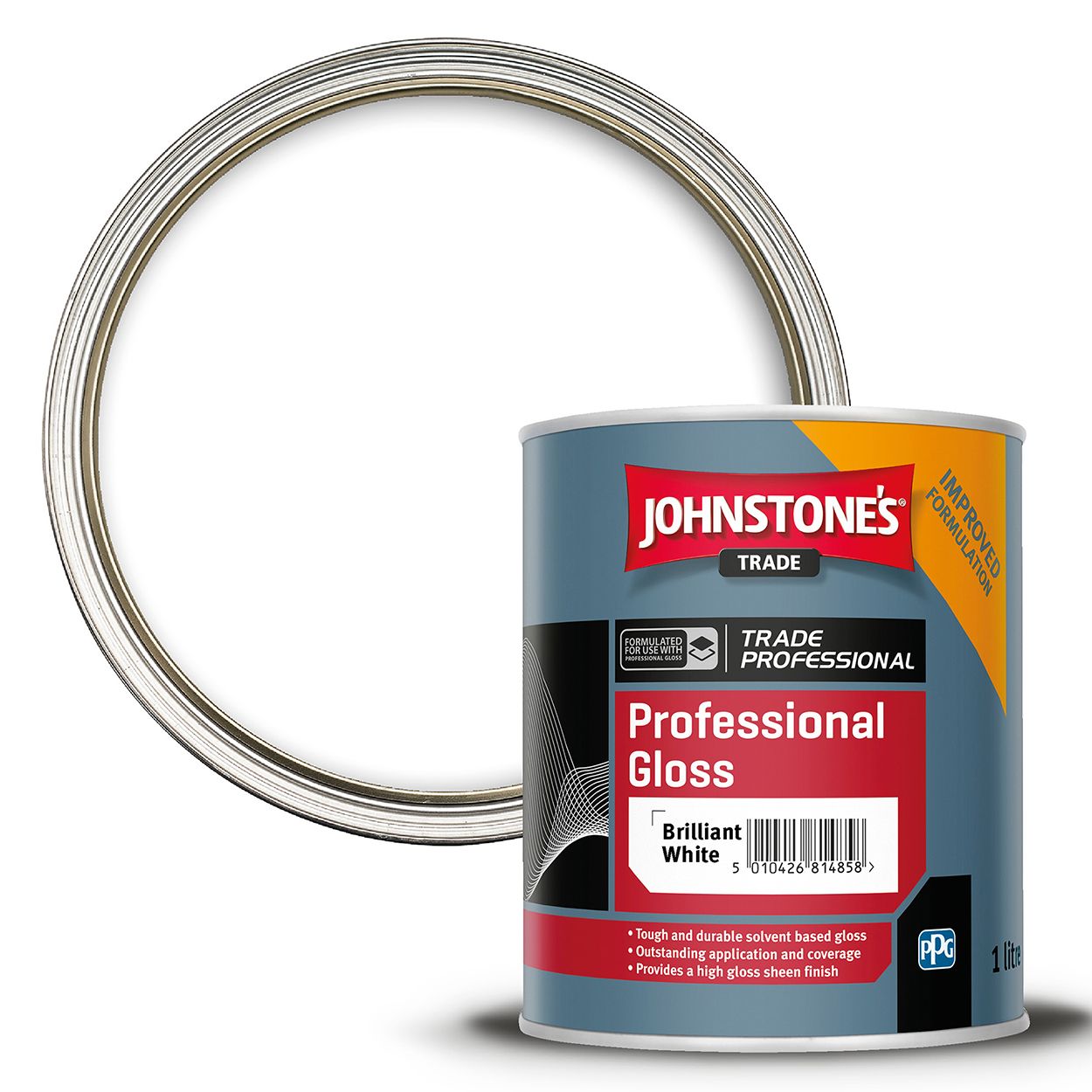 Johnstone's Trade - Wood & Metal Paint - Professional Gloss - Brilliant White - 1L