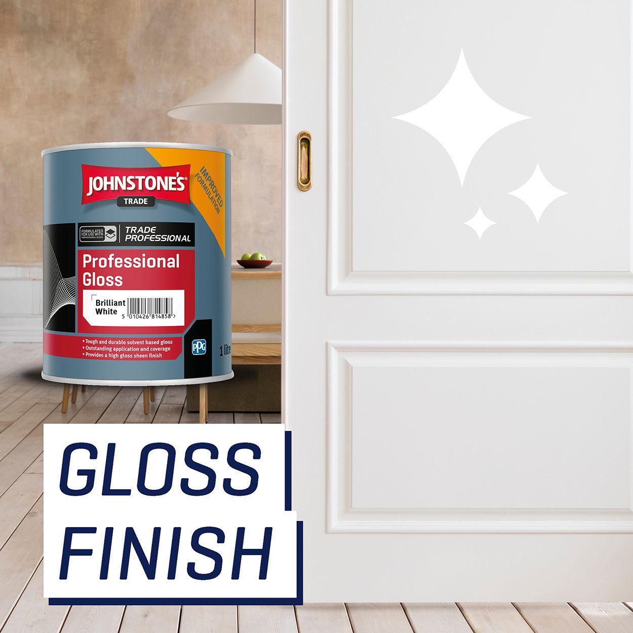 Johnstone's Trade - Wood & Metal Paint - Professional Gloss - Brilliant White - 1L