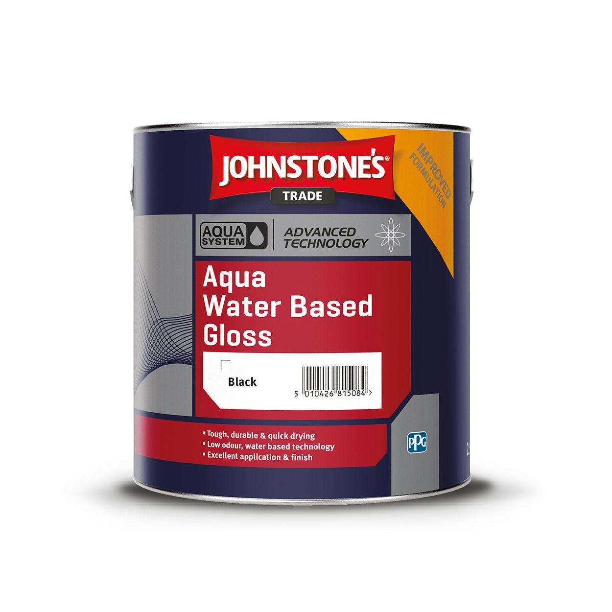 Johnstone's Trade - Wood & Metal Paint - Water Based Gloss - Black - 1L