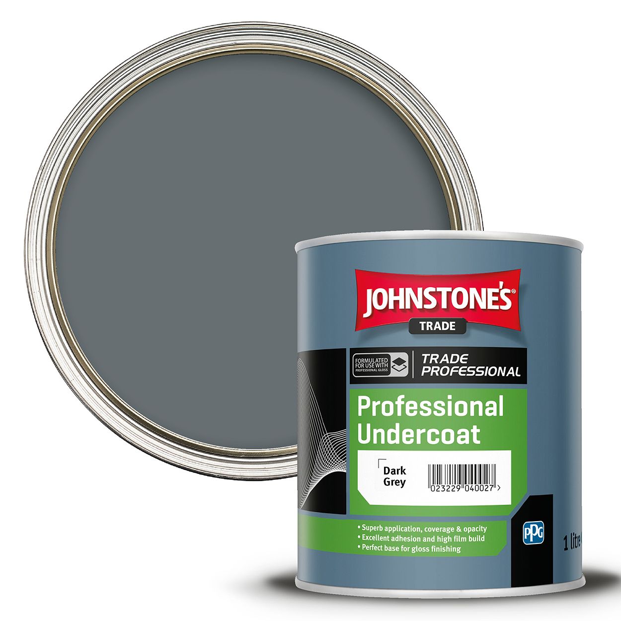 Johnstone's Trade - Wood & Metal Paint - Professional Undercoat - Dark Grey - 1L