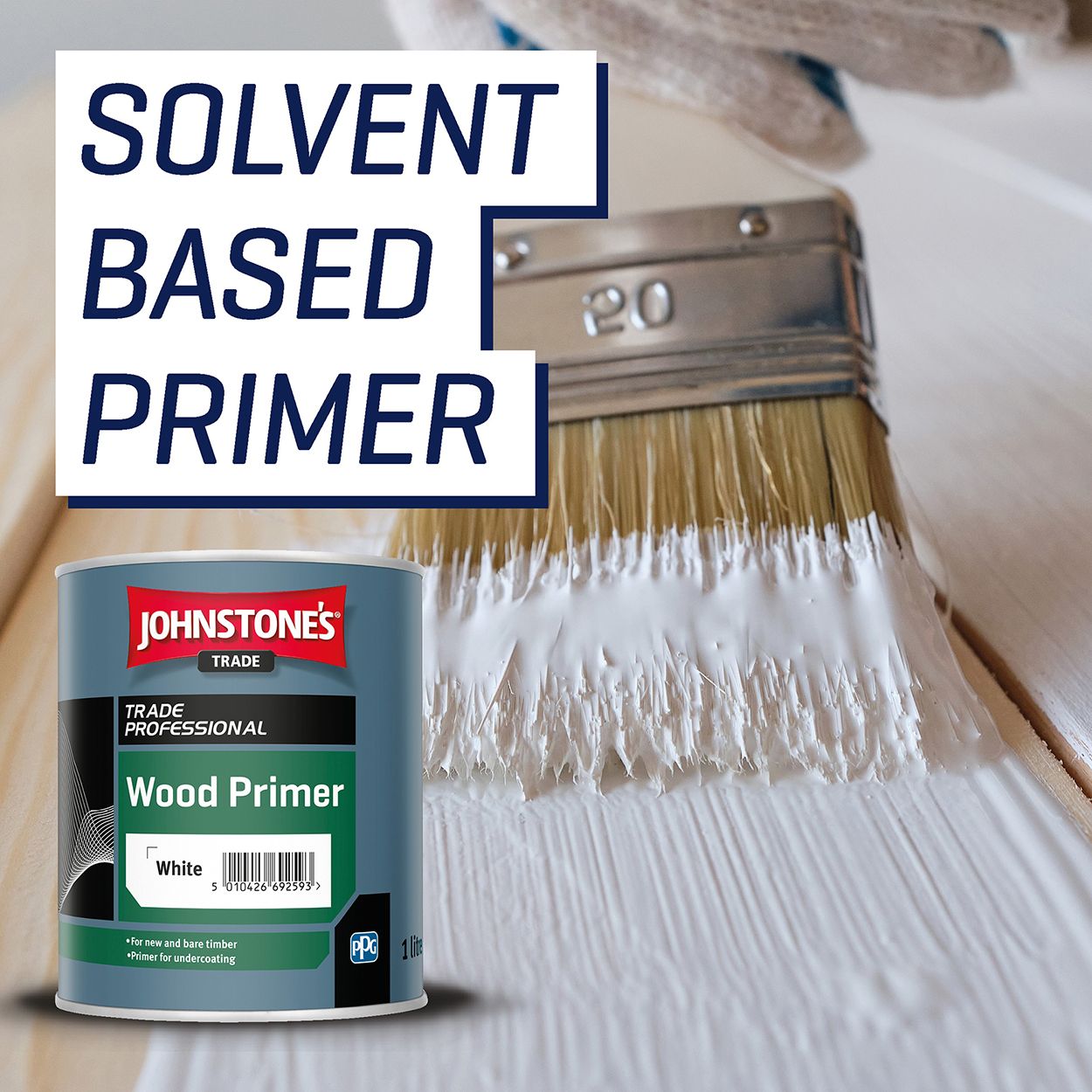 Johnstone's Trade - Wood & Metal Paint - Wood Primer - White - 1L