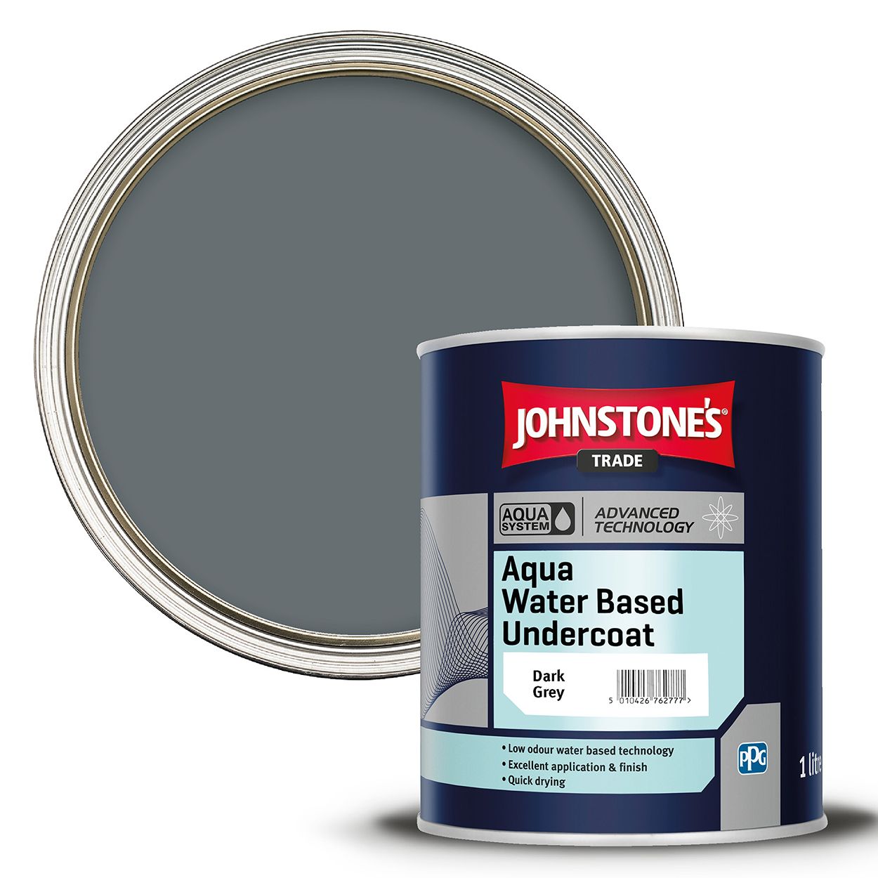 Johnstone's Trade - Wood & Metal Paint - Water Based Undercoat - Dark Grey - 1L