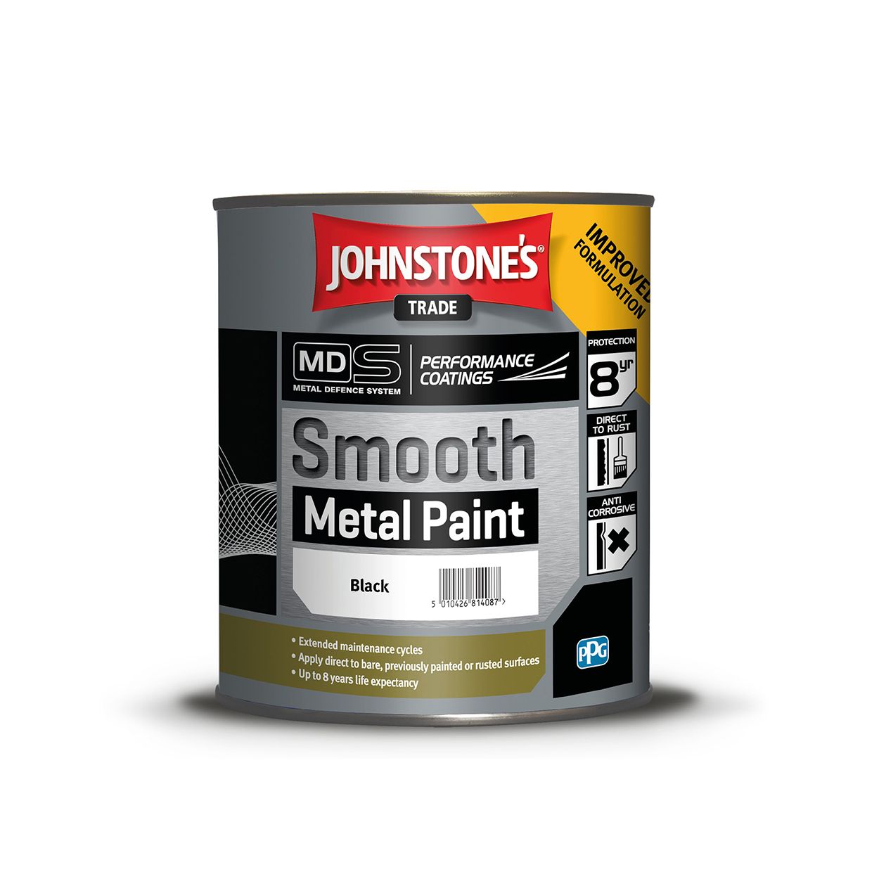 Johnstone's Trade - Smooth Metal Paint - Black - 800ml