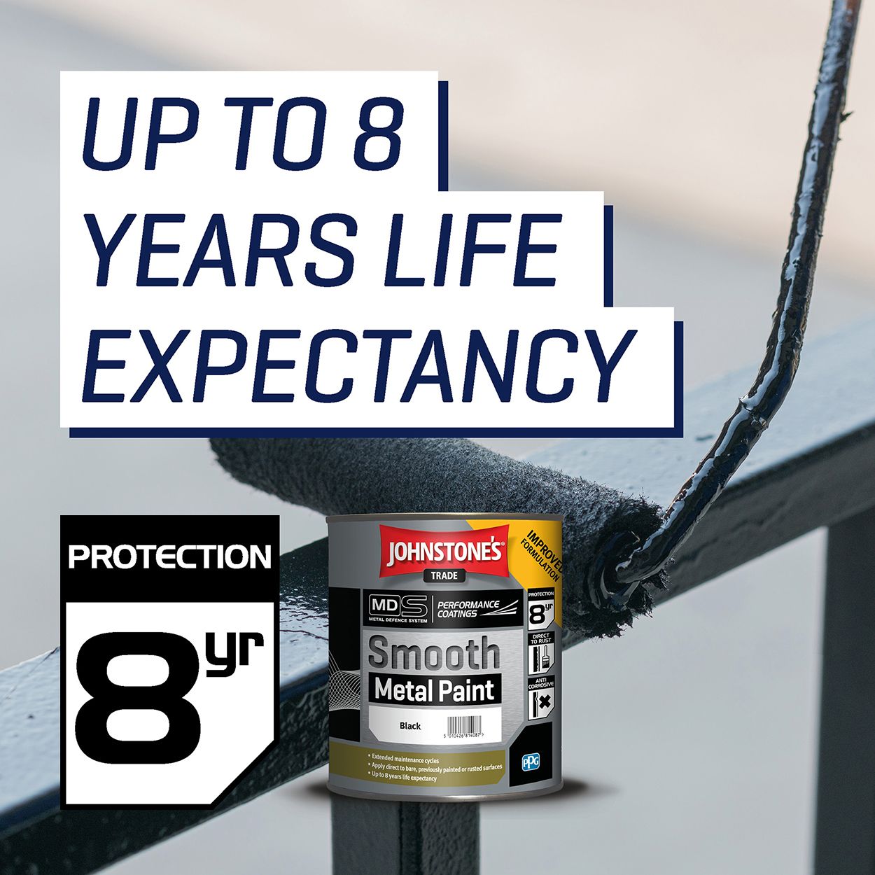 Johnstone's Trade - Smooth Metal Paint - Black - 800ml