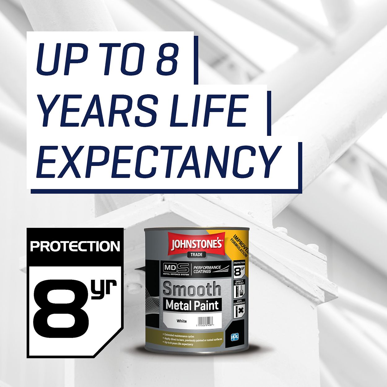 Johnstone's Trade - Smooth Metal Paint - White - 800ml