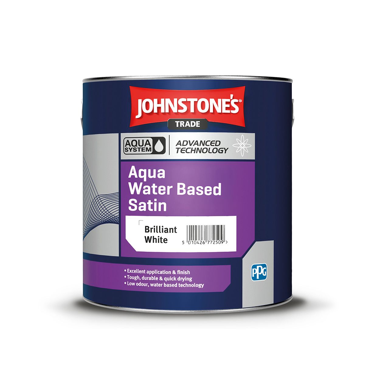 Johnstone's Trade - Wood & Metal Paint -  Water Based Satin - Brilliant White - 2.5L