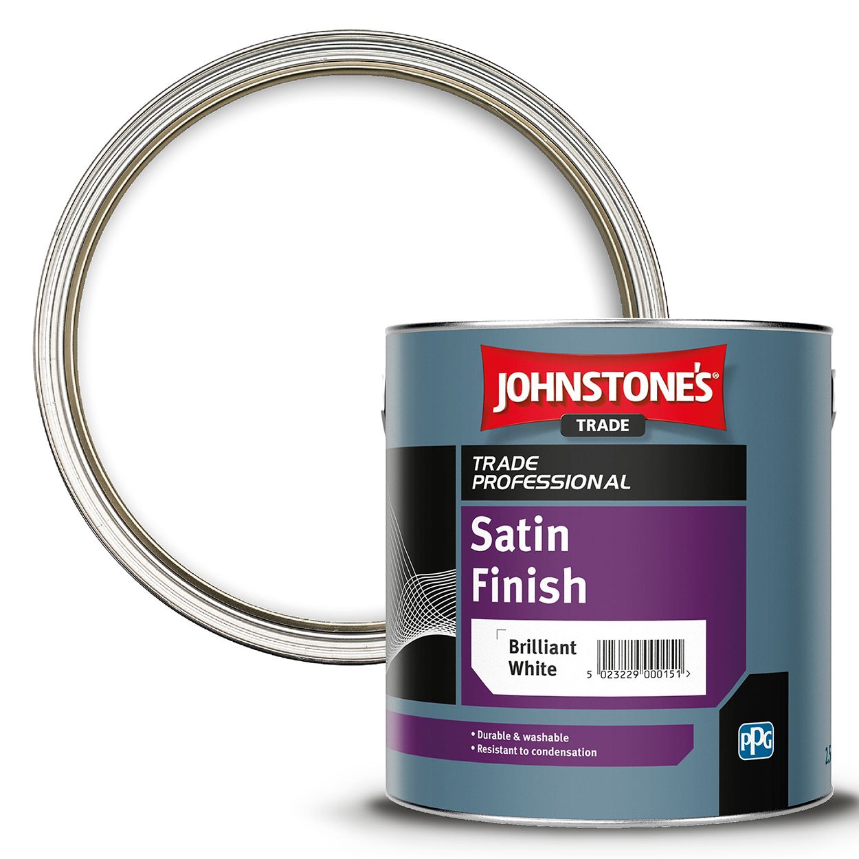 Johnstone's Trade - Wood & Metal Paint - Professional Satin - Brilliant White - 2.5L