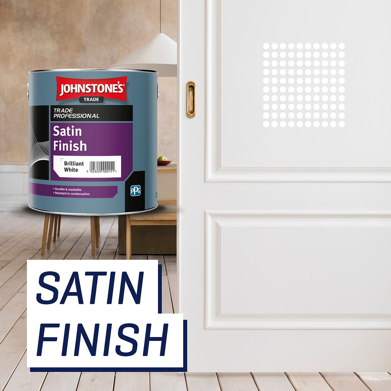 Johnstone's Trade - Wood & Metal Paint - Professional Satin - Brilliant White - 2.5L