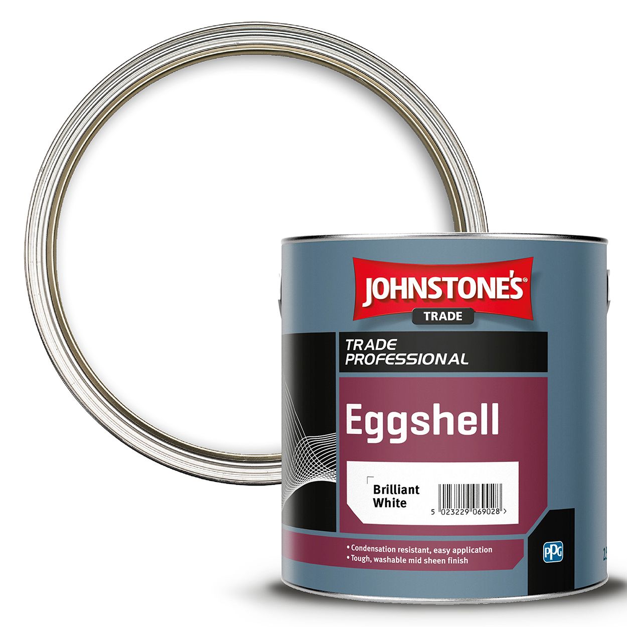 Johnstone's Trade - Wood & Metal Paint - Eggshell - Brilliant White - 2.5L