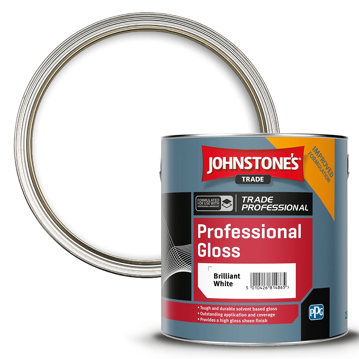 Johnstone's Trade - Wood & Metal Paint - Professional Gloss - Brilliant White - 2.5L