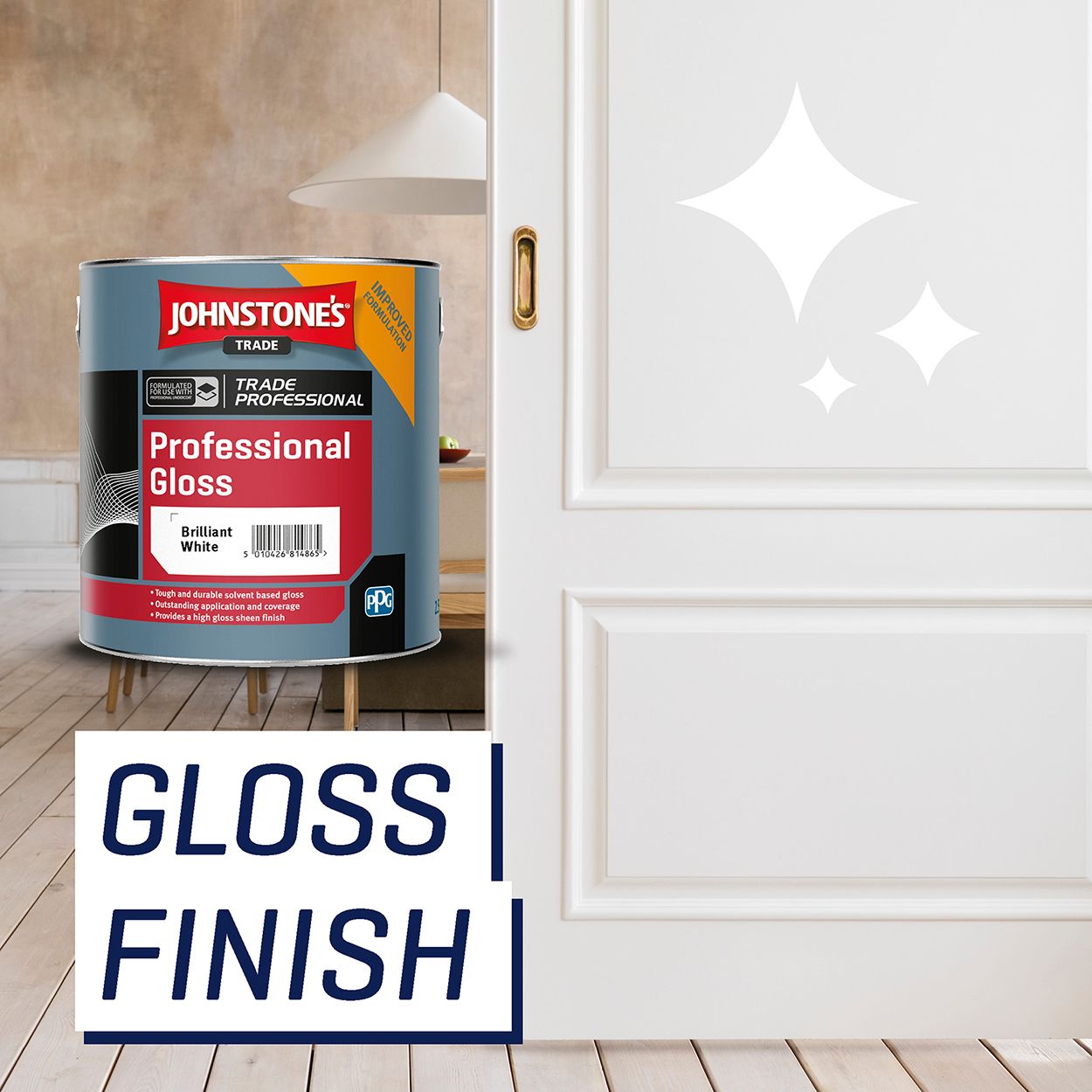 Johnstone's Trade - Wood & Metal Paint - Professional Gloss - Brilliant White - 2.5L