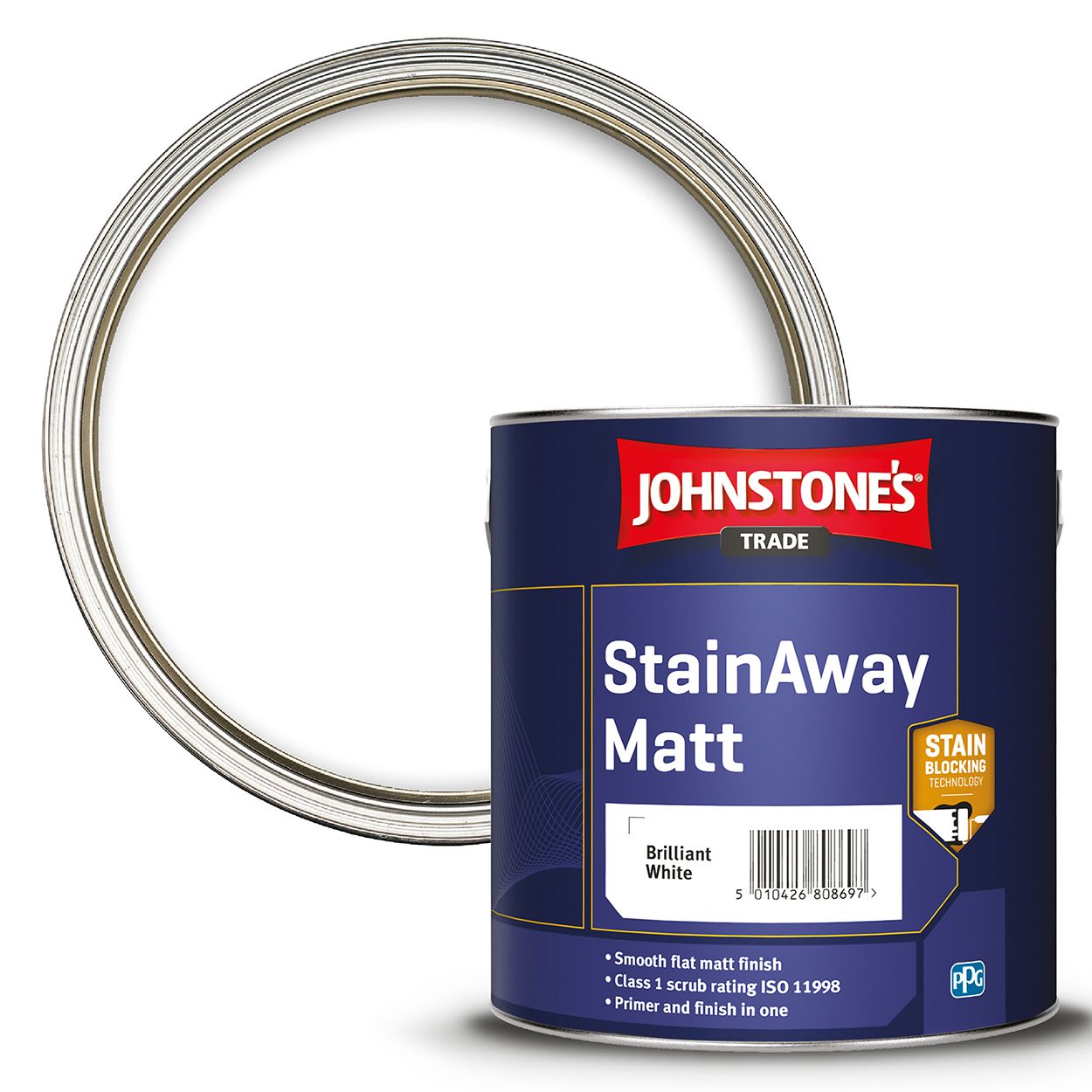 Johnstone's Trade - Stainaway Matt Paint - Brilliant White 2.5L
