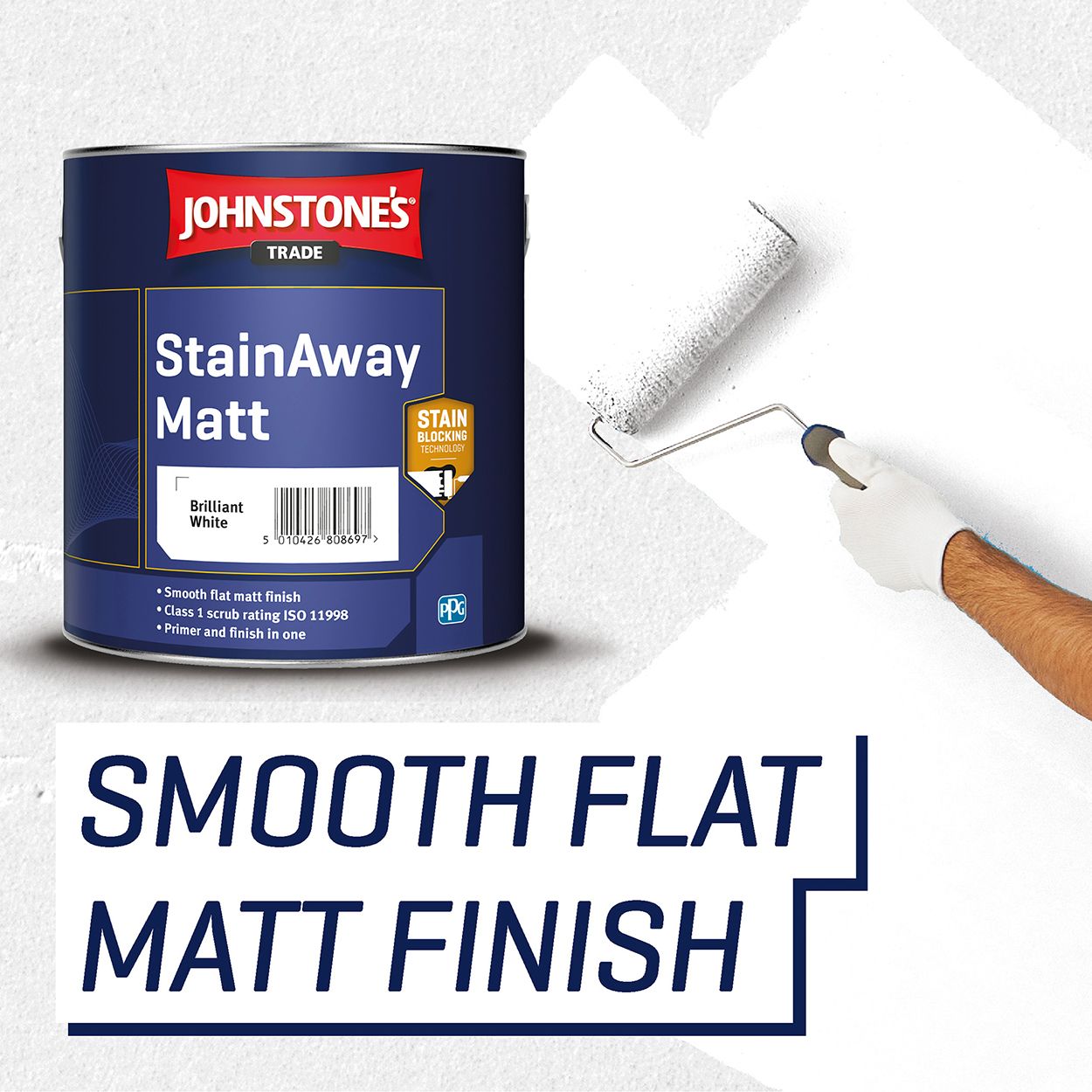 Johnstone's Trade - Stainaway Matt Paint - Brilliant White 2.5L